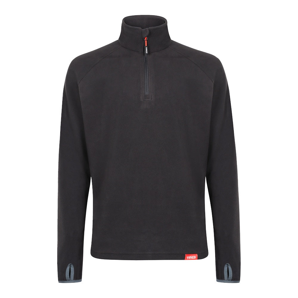 Timco Half Zip Overhead Fleece -Black Half-length front zip Large HZOFBL