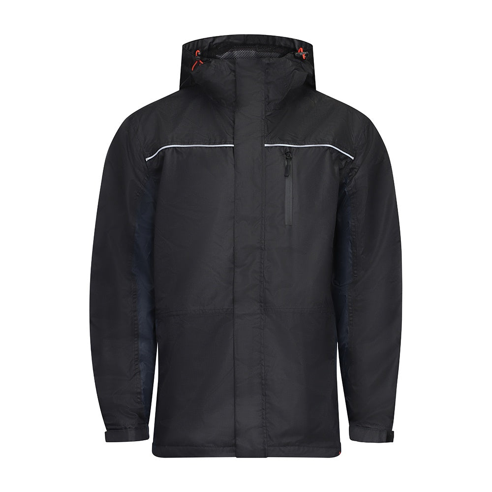 Timco Waterproof Lined Rain Jacket Front zip Adjustable Cuffs Black Large LRJ1001L