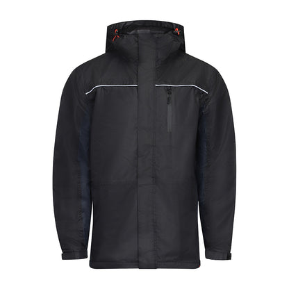 Timco Waterproof Lined Rain Jacket Front zip Adjustable Cuffs Black Large LRJ1001L