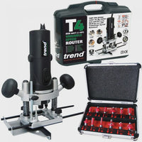 Trend 110V Variable Speed Router T4ELK with 12 Piece Cutter Set