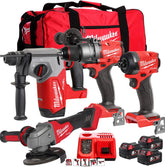 Milwaukee M18 FPP4Z-503B 18V 4 Piece Power Tool Kit With 3 x 5.0Ah Batteries Charger & Bag