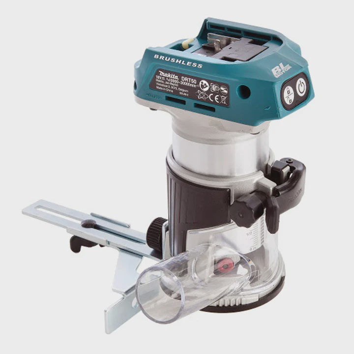 Makita DRT50Z 18V Li-ion Brushless Router Trimmer with 1/4" 12 Piece Cutter Set