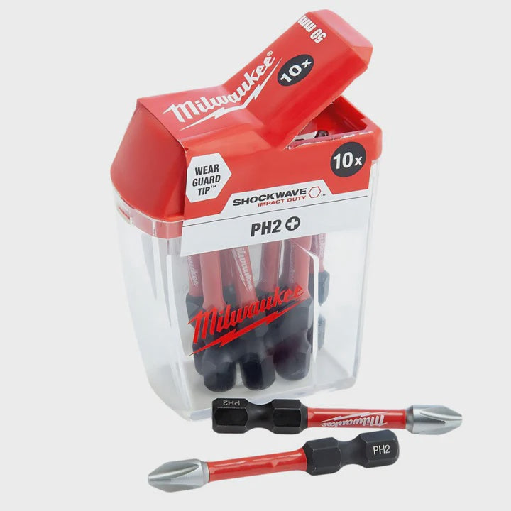 Milwaukee Shockwave PZ2 50mm Screwdriver Bits 10 Piece Set 4932472050