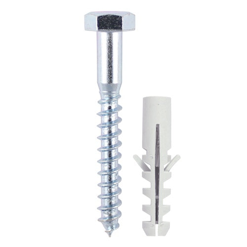 Timco Coach Screw and Nylon Plugs 8 x 100mm Pack of 2 08100CSCNP