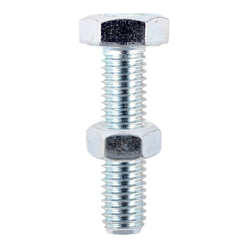 Timco 10 X 25mm Hex Set & Hex Nut BZP M10 (35/TimBag) 1025SNZB