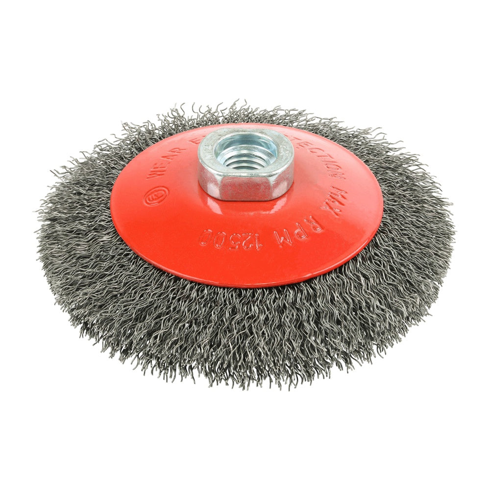 Timco 115mm Angle Grinder Bevel Brush Crimped Steel Wire Threaded 115TBC