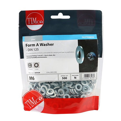 Timco Form A Washer (DIN 125) Plated Zinc M6 (500/TimBag) 6WHAZB