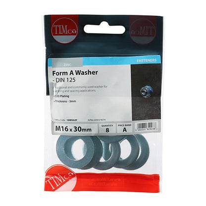 Timco Form A Washer (DIN 125) Zinc M16 (8/Timpac) 16WHAZP