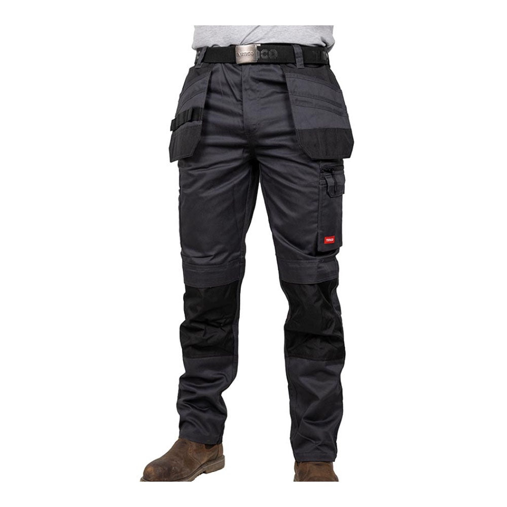 Timco W34 L32 Workman Multi-Purpose Work Trousers Grey/Black WTGBK3432