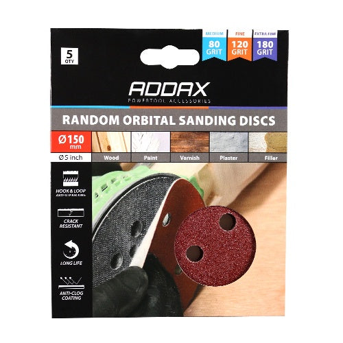Timco Addax 150mm Mixed Random Orbital Sanding Discs Reding Discs Red 231859