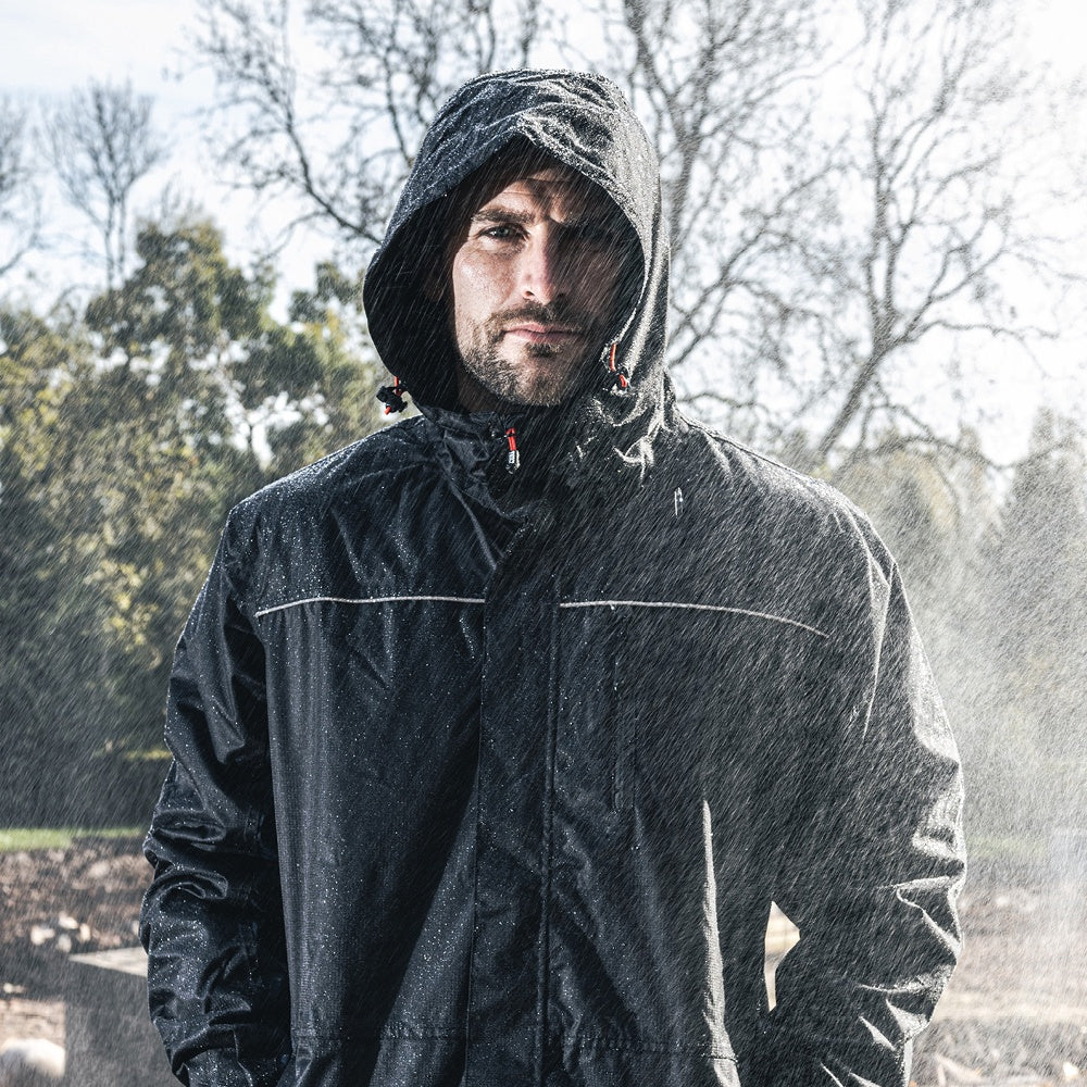Timco Waterproof Lined Rain Jacket Front zip Adjustable Cuffs Black Extra Large LRJ1001XL