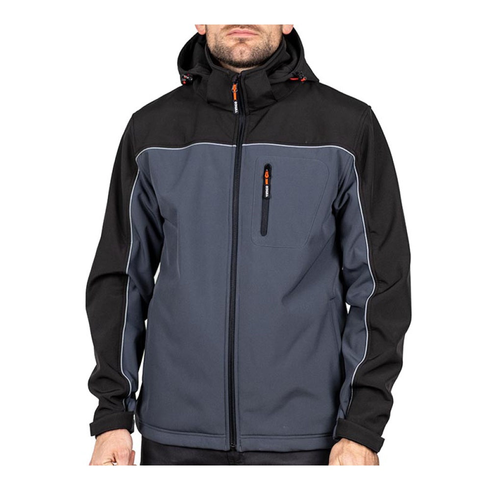 Timco Softshell Jacket Waterproof 4-way Stretch Fabric Grey/Black Extra Large SSJ1201XL