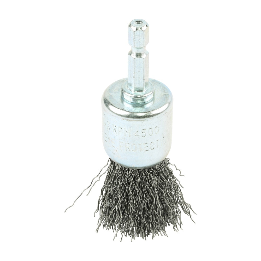 Timco 25mm Drill End Brush Crimped Steel Wire Shaft Mount End Brush-Crimp 25SEC