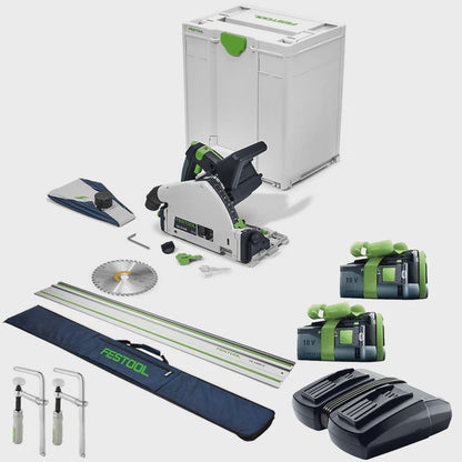 Festool TSC 55 KEB-Basic-5,0 GB 18V BL Plunge-Cut Saw - 577589 With 2 x 5.0Ah Batteries, Charger & 1 x Guide Rail Kit
