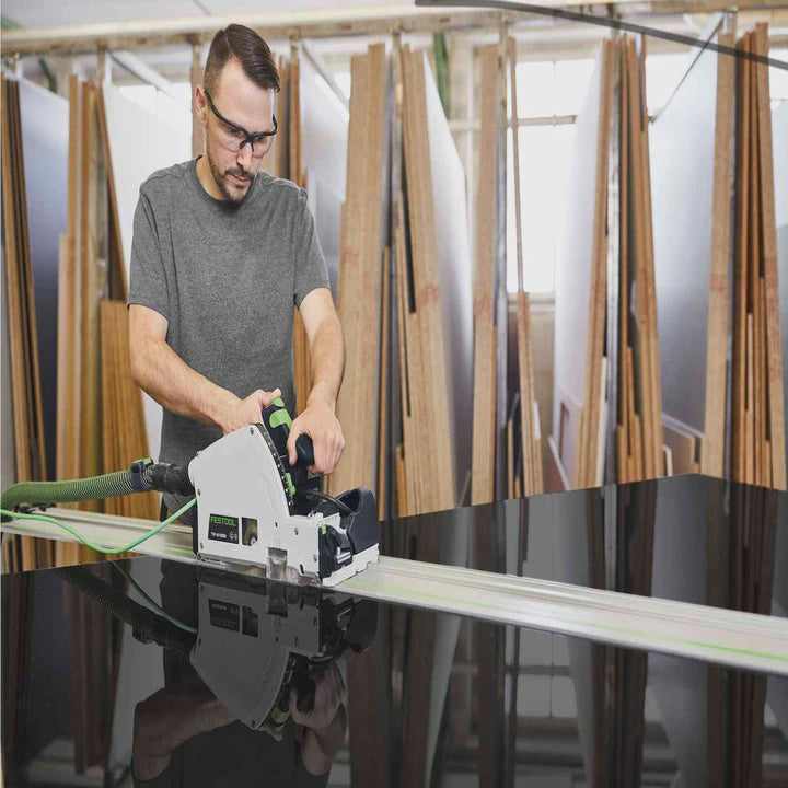 Festool TSV 60 KEBQ-Plus 230V GB Plunge-Cut Saw - 576733 With 2 x Guide Rail, Connector, Clamp & Bag