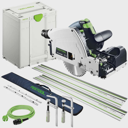 Festool TSV 60 KEBQ-Plus 230V GB Plunge-Cut Saw - 576733 With 2 x Guide Rail, Connector, Clamp & Bag