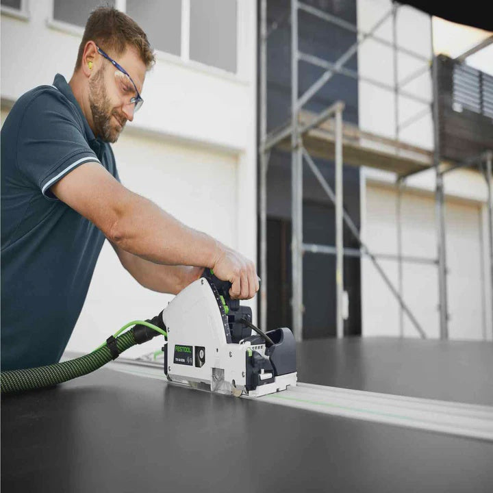 Festool TSV 60 KEBQ-Plus 230V GB Plunge-Cut Saw - 576733 With 2 x Guide Rail, Connector, Clamp & Bag