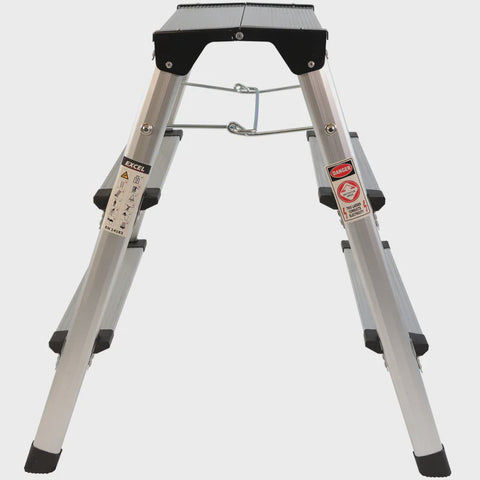 Excel Heavy Duty Fibreglass 4 Tread Ladder with 3 Step Hop Up Ladder
