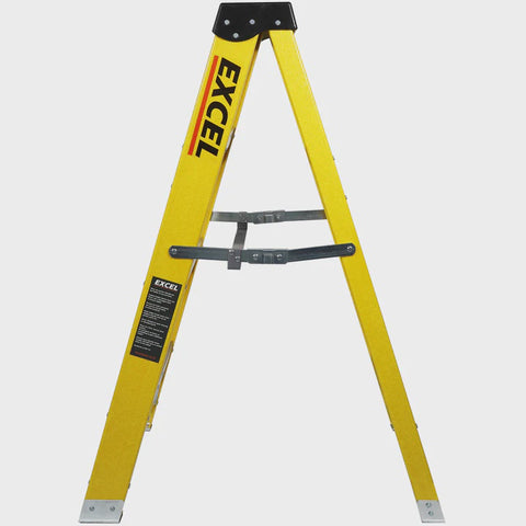 Excel Heavy Duty Fibreglass 4 Tread Ladder with 3 Step Hop Up Ladder