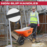 Excel Heavy Duty 100L Wheelbarrow HDPE Plastic Tray Extra Puncture Proof Wheel