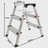 Excel Heavy Duty Fibreglass 4 Tread Ladder with 3 Step Hop Up Ladder