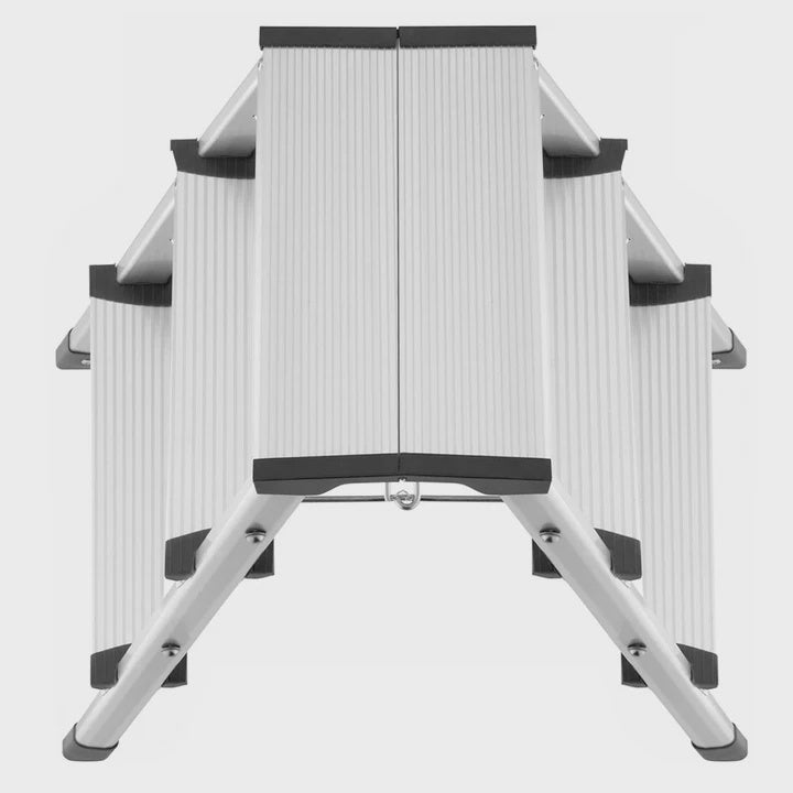 Excel Heavy Duty Fibreglass 4 Tread Ladder with 3 Step Hop Up Ladder