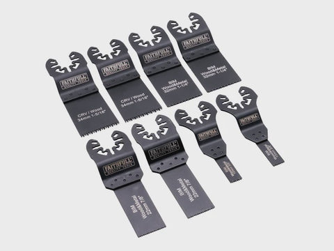 Faithfull 8 Piece Mixed Multi-Tool Cutting Wood Blade Set XMS25MULTI8