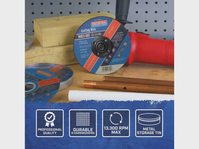 Faithfull 115 x 1.0 x 22.23mm Multi-Purpose Cutting Disc (Pack of 10) FAI11510MUL