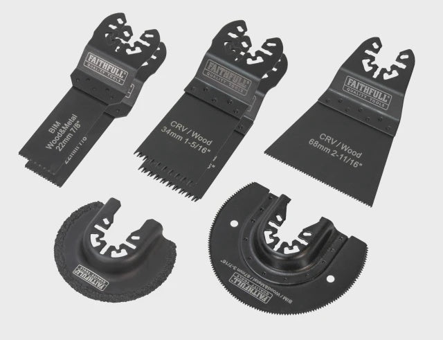 Faithfull 7 Piece Multi- Function Tool Blade Set For Multi-Function Oscillating Tools FAIMFKIT7