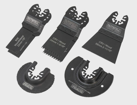 Faithfull 7 Piece Multi- Function Tool Blade Set For Multi-Function Oscillating Tools FAIMFKIT7