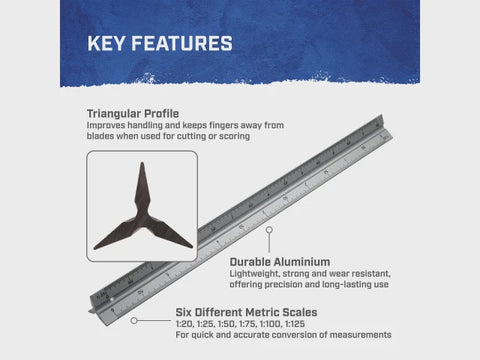 Faithfull 300mm Aluminium Triangle Scale Rule Precision Drawing FAIRULETRI