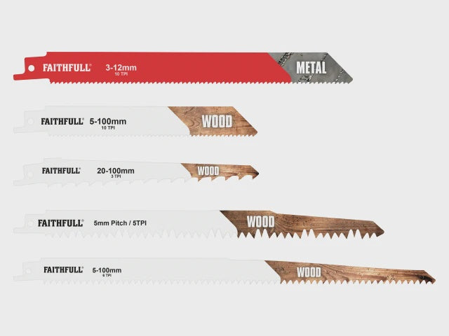 Faithfull 15 Piece Sabre Saw High Quality Blade Set FAISBSSET15M