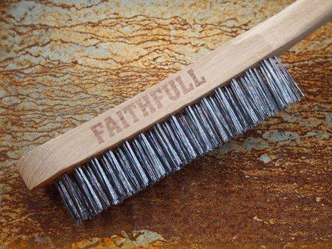 Faithfull Heavy-Duty Scratch Brush Four Row 28 Gauge Wire Bristles  FAI6804F