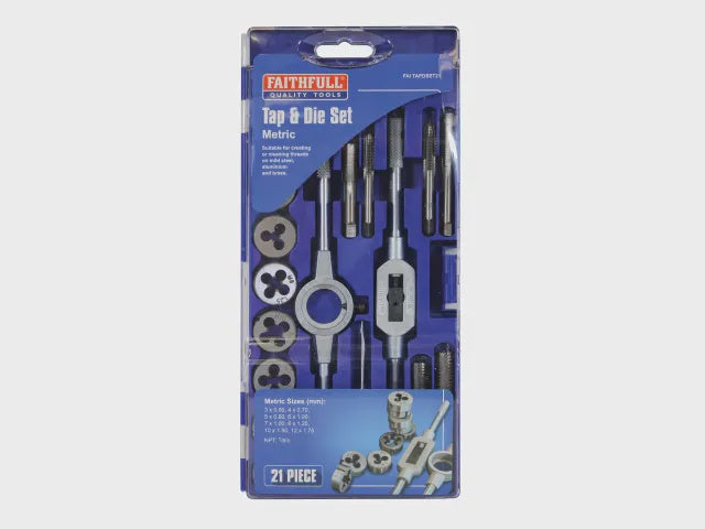 Faithfull Metric Tap & Die Carbon Steel Set of 21 FAITAPDSET21