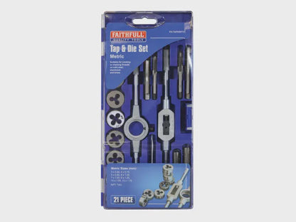 Faithfull Metric Tap & Die Carbon Steel Set of 21 FAITAPDSET21