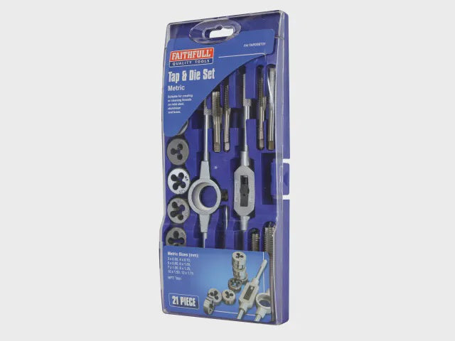 Faithfull Metric Tap & Die Carbon Steel Set of 21 FAITAPDSET21
