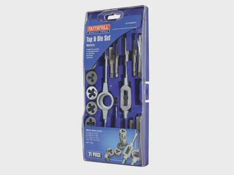 Faithfull Metric Tap & Die Carbon Steel Set of 21 FAITAPDSET21