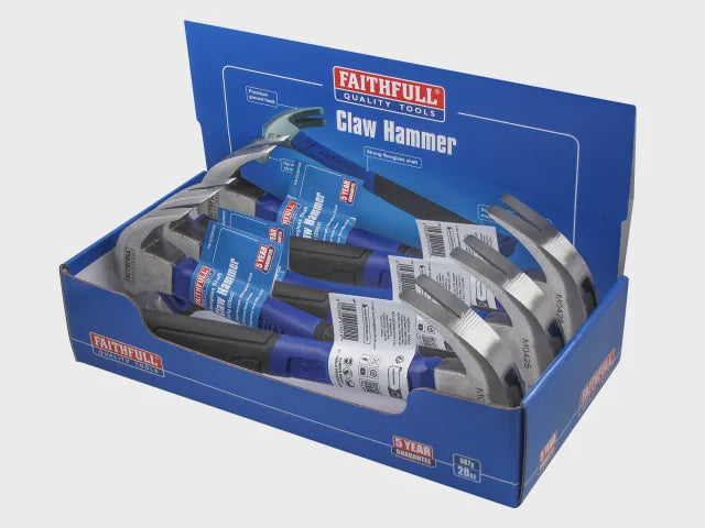 Faithfull 567g (20oz) Fibreglass Claw Hammer Shaft XMS25FGHAM