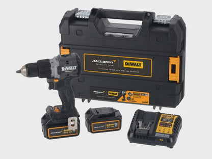 DeWalt DCD85MP2T McLaren F1 18V XR Cordless Brushless Combi Hammer Drill With 2 x 5AH Batteries, Charger & Case