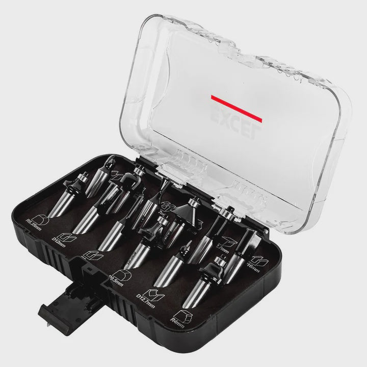 Excel 1/2in Shank TCT Router Cutter Bit 12 Piece Set