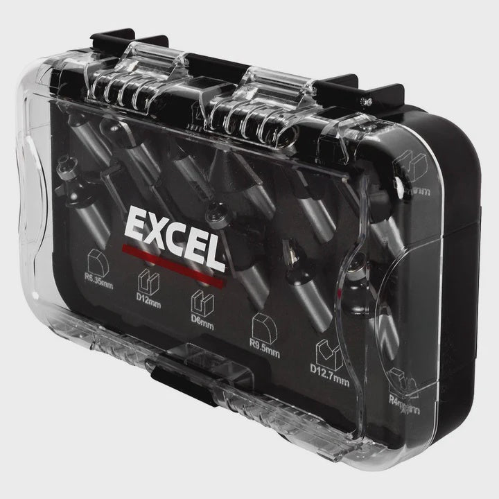 Excel 1/2in Shank TCT Router Cutter Bit 12 Piece Set