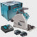 Makita DSP600ZJ 36V Brushless 165mm Plunge Saw with 2 x 5.0Ah Battery Charger & Makpac Case