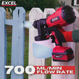 Excel 18V Cordless 1000ml Spray Gun with 1 x 5.0Ah Battery & Charger