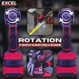 Excel 18V Cordless Brushless 1/2'' Impact Wrench with 1 x 5.0Ah Battery Charger & Bag