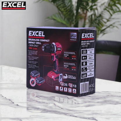 Excel 18V Cordless Brushless Combi Drill with 1 x 5.0Ah Battery & Charger