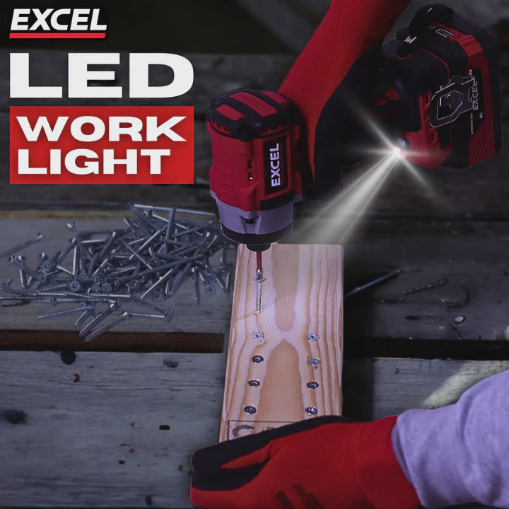 Excel 18V Cordless Brushless Impact Driver with 1 x 2.0Ah Battery & Charger