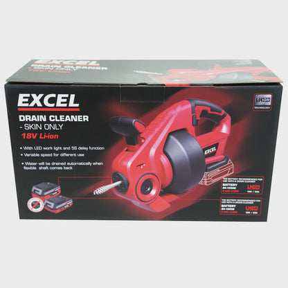 Excel 18V Cordless Drain Cleaner with 1 x 5.0Ah Battery & Charger