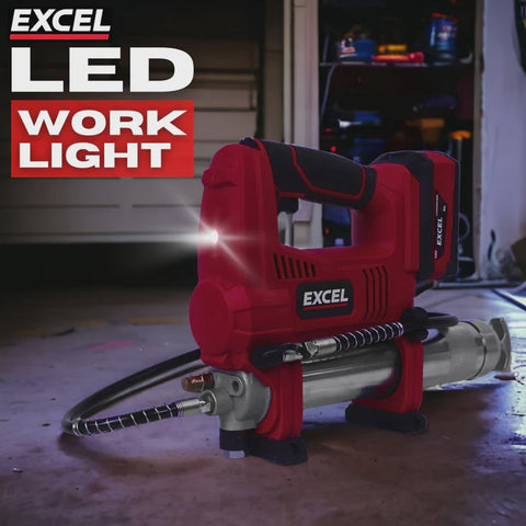 Excel 18V Cordless Grease Gun with 2 x 5.0Ah Battery & Charger