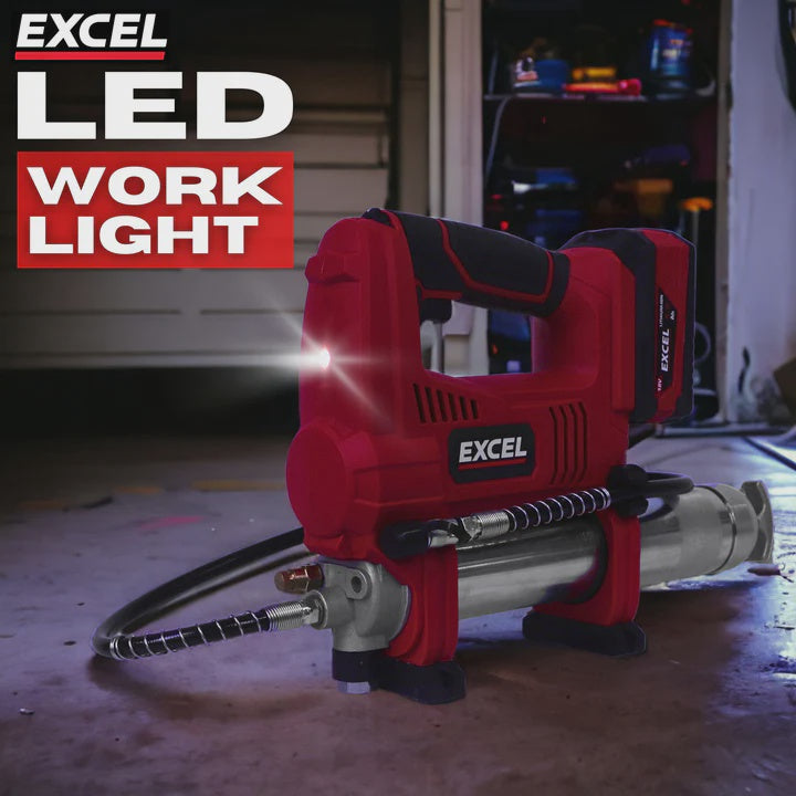 Excel 18V Cordless Grease Gun with 2 x 5.0Ah Battery Charger & Bag