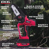 Excel 18V Cordless Mini Chain Saw with 1 x 5.0Ah Battery & Charger